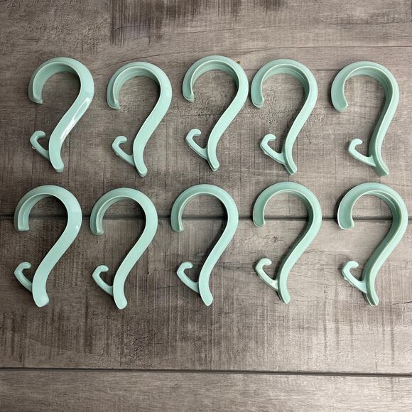 Vintage 50’s HYGIENE Baby Blue Hard Plastic Shower Curtain Hooks Set of 10 - Picture 2 of 6
